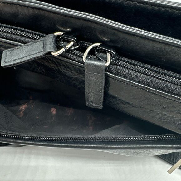 Perlina Black Leather Crossbody Bag with Over Flap Close - Picture 8 of 12